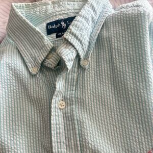 Ralph Lauren Aqua and White Striped Shirt